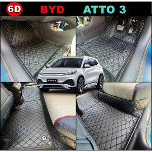 พรมปูพื้นรถยนต์ 6D BYD ATTO 3 พรม6D เกรดA เข้ารูป เต็มคัน ในรถ 3ชิ้น