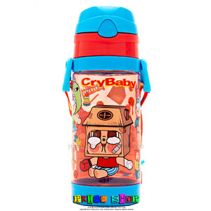 กระติกน้ำแบบหลอดดูด มีสายสะพาย ลาย ครายเบเบี้ (แดง)