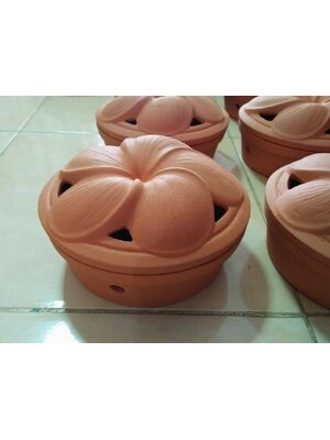 ที่ใส่ยากันยุงเซรามิคแบบขด ลายดอกลีลาวดี สีTerracotta