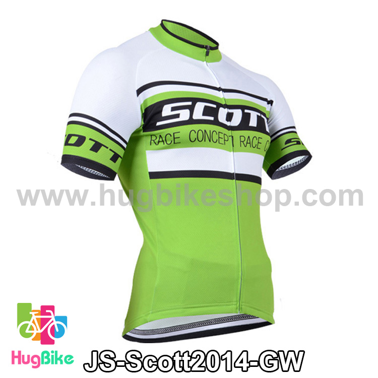 เสื้อจักรยานแขนสั้นทีม Scott 14 (01) สีเขียวขาว