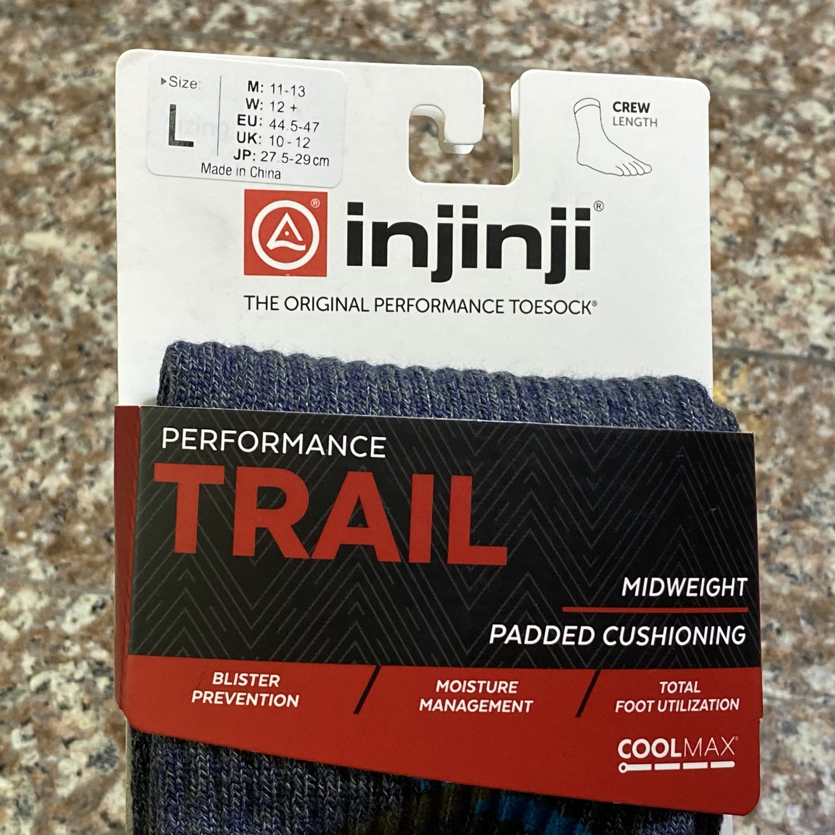 ถุงเท้าวิ่ง Injinji Trail Mid Weight Crew Running Socks (L)