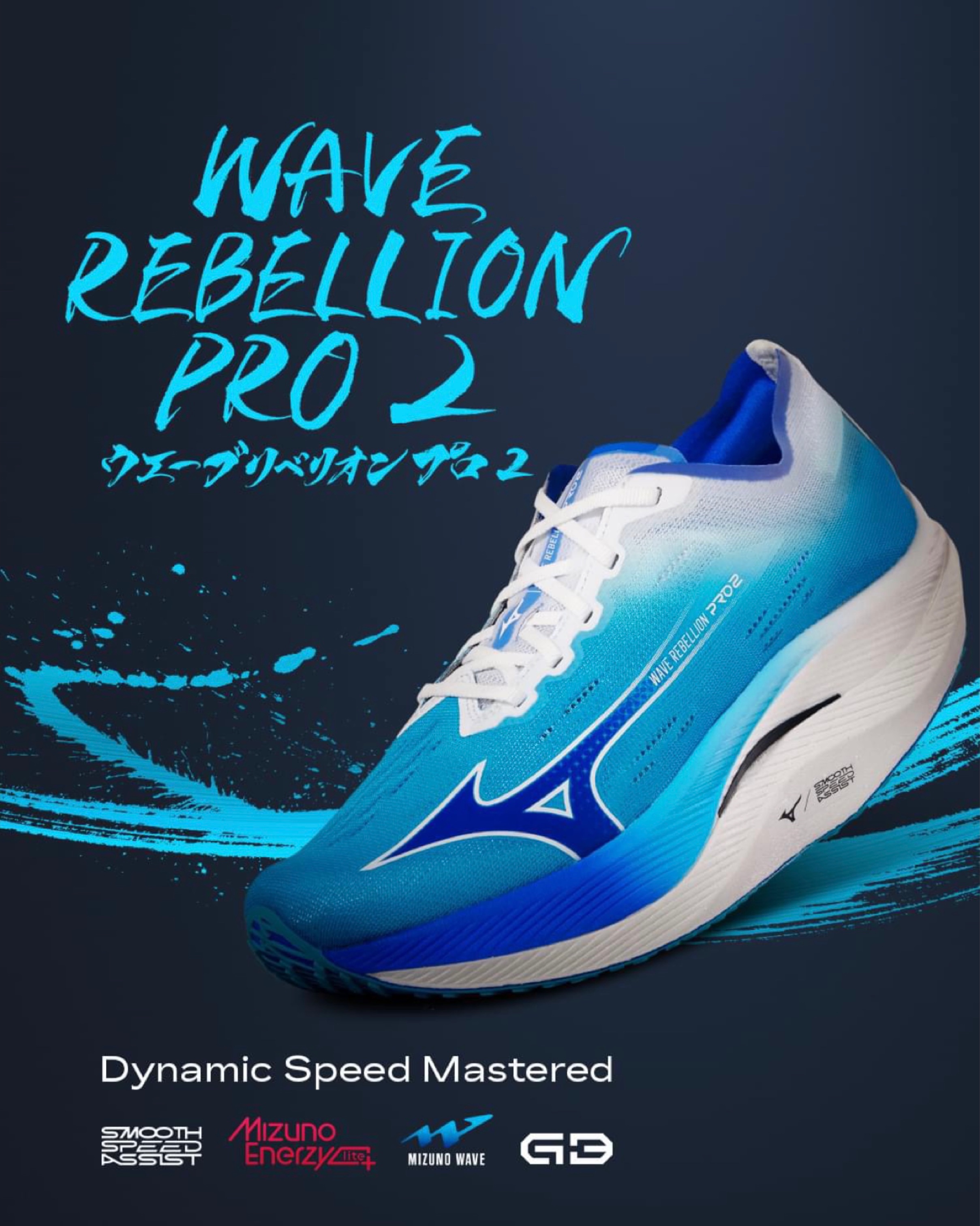 รองเท้าวิ่ง Mizuno Wave Rebellion Pro 2 ‘River Blue’ (M8/8.5/11/11.5US)
