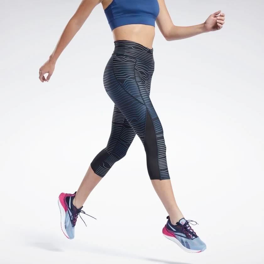 กางเกงวิ่ง Reebok Printed Capri Running Tights Women ‘Night Black’ (S,M)