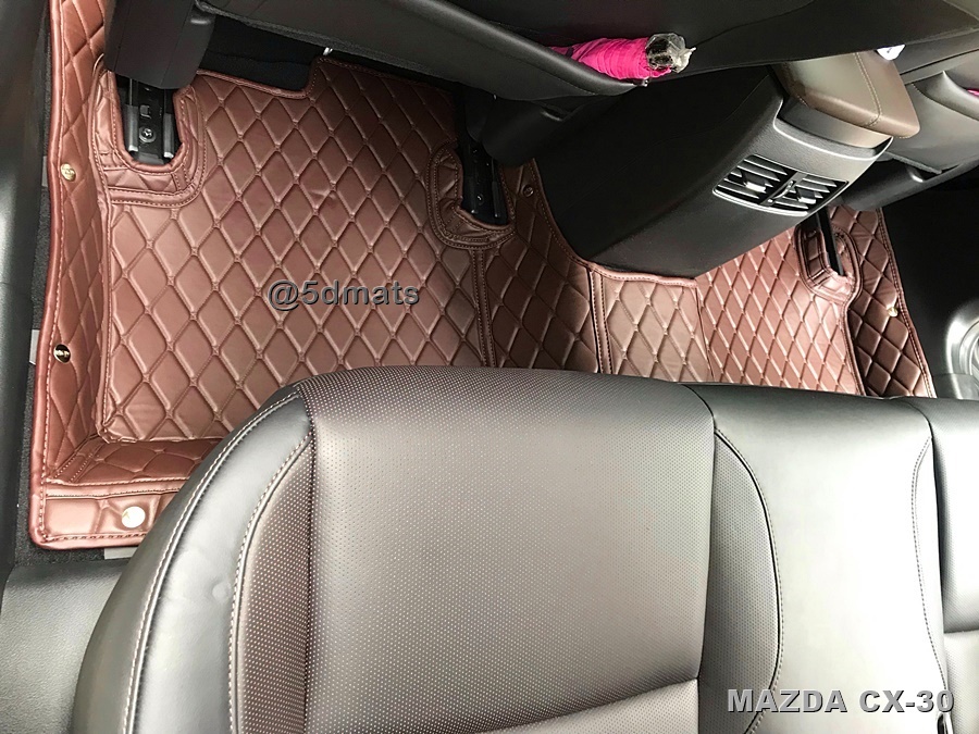 พรมปูพื้นรถยนต์MAZDA CX-30 พรม5D VIP พิมพ์ลายสามมิติ ไร้ด้ายเย็บ เต็มคัน (3ชิ้น)