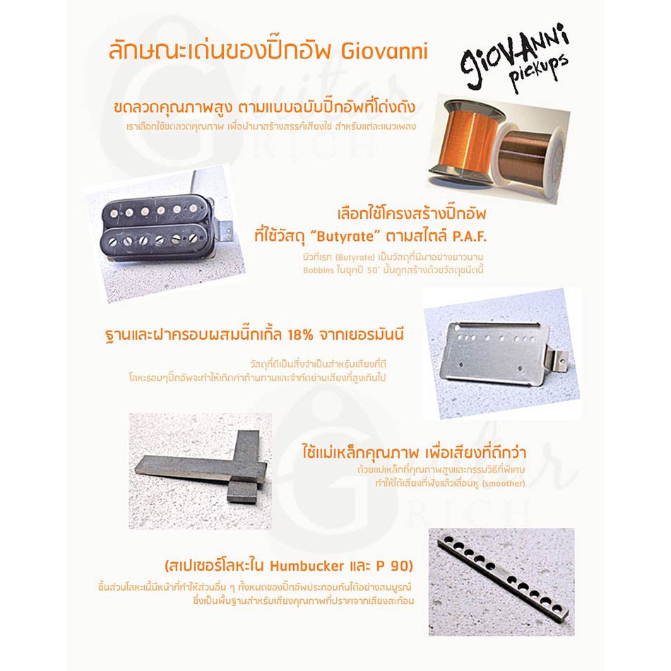 ปิ๊กอัพกีตาร์ Giovanni ซิงเกิ้ลคอยล์ รุ่น GVS60 Vintage เสียงหนา กว่าทั่วไป