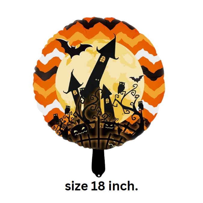 ลูกโป่งฟอยล์วงกลม ฮาโลวีน สีส้ม ขนาด18นิ้ว