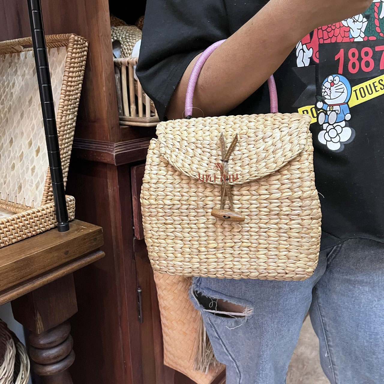 กระเป๋าสาน สะพาย ผักตบชวา ฝาพับ 🤎