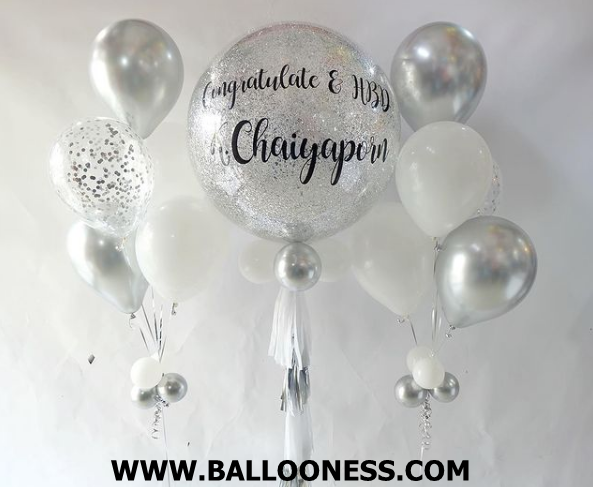 เซทลูกโป่งขนาด 36นิ้ว พร้อมข้อความ + ช่อ5ลูก 2ช่อ / Set Big Balloon + 2bunch