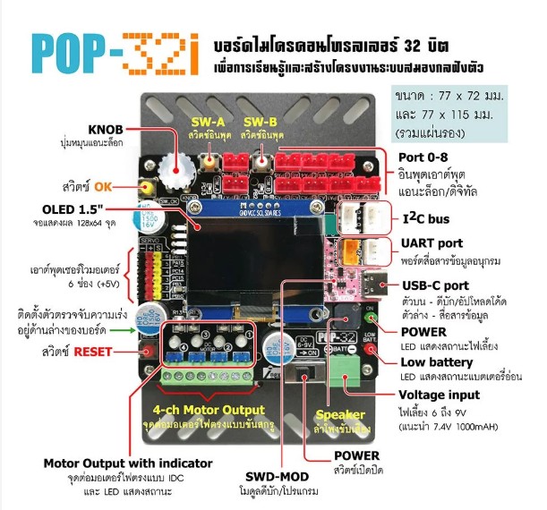 ชุดหุ่นยนต์เขียนโปรแกรม POP-BOT32i Rover Kit PLUS Rover Kit PLUS
