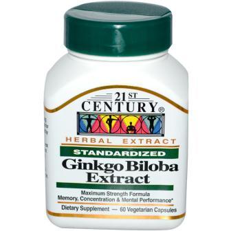 21st Century Health Care, Ginkgo Biloba Extract, Standardized, 60 Veggie Caps