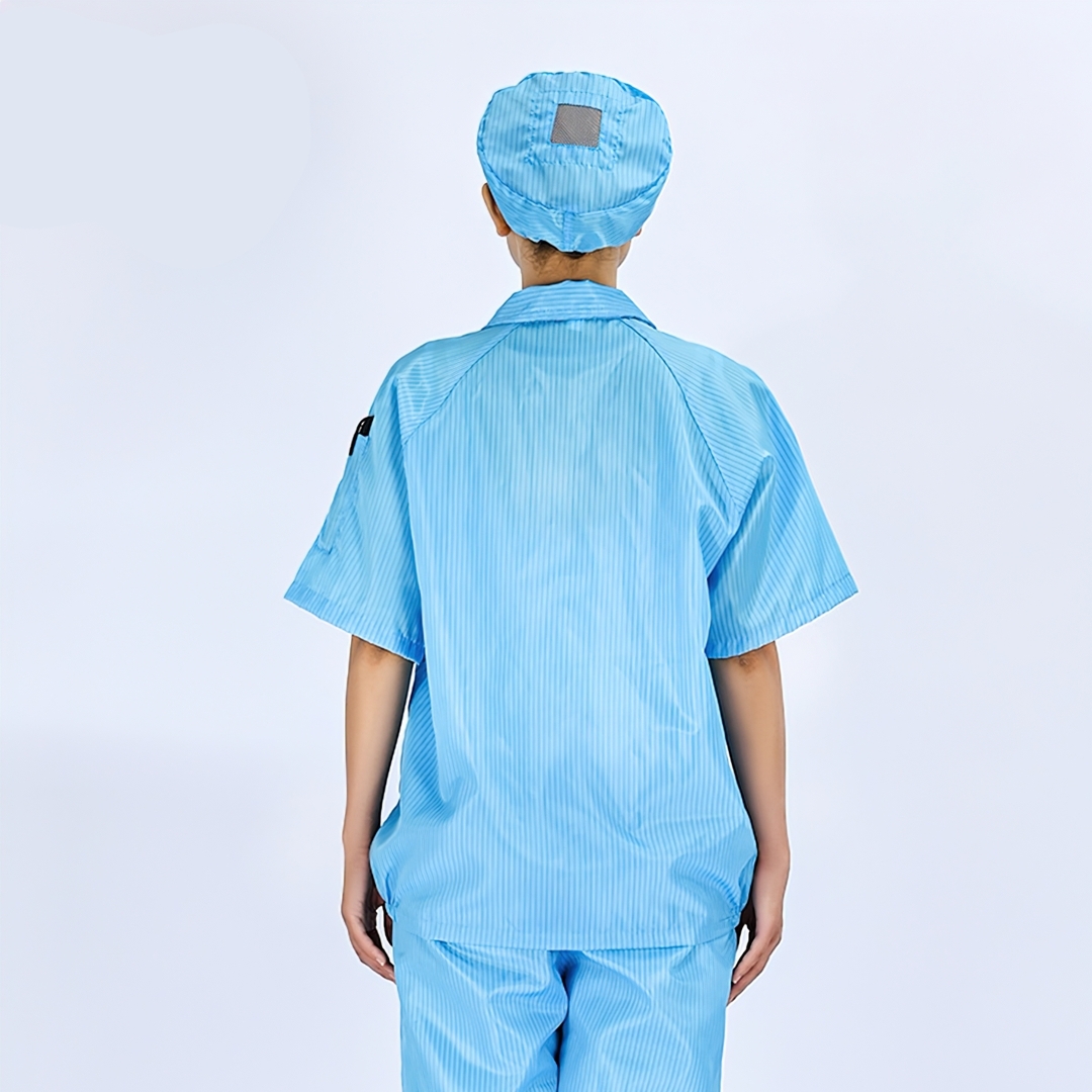 BRT-010 เสื้อแขนสั้น+ฟรีหมวก!!! ป้องกันไฟฟ้าสถิตย์ Polyester fabric + conductive fiber