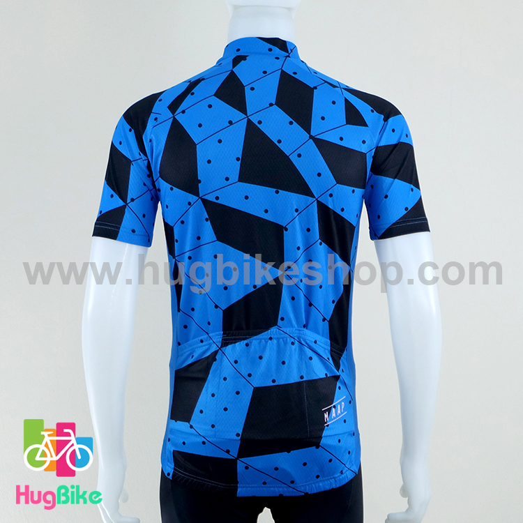เสื้อจักรยานแขนสั้นทีม MAAP 16 (14) สีน้ำเงินดำลายจุดดำ