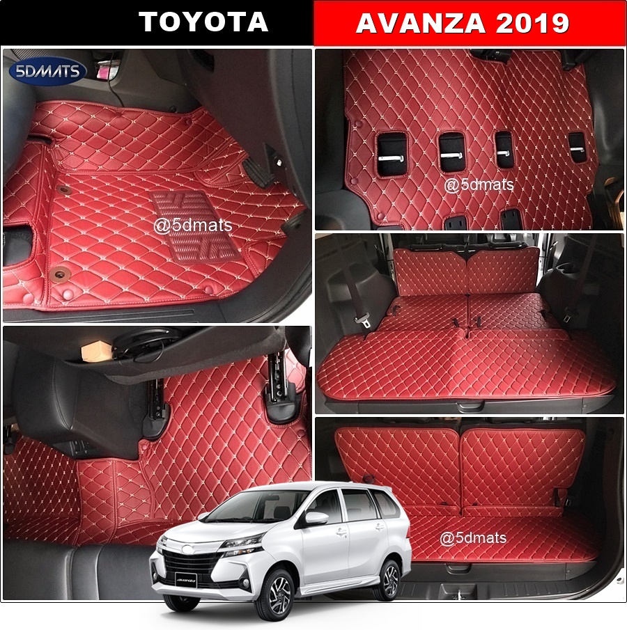 พรมปูพื้นรถยนต์6D TOYOTA AVANZA (ปี2019-23) พรม6D หนังpvcแท้ หนานุ่ม เกรดA เต็มคัน (7ชิ้น)