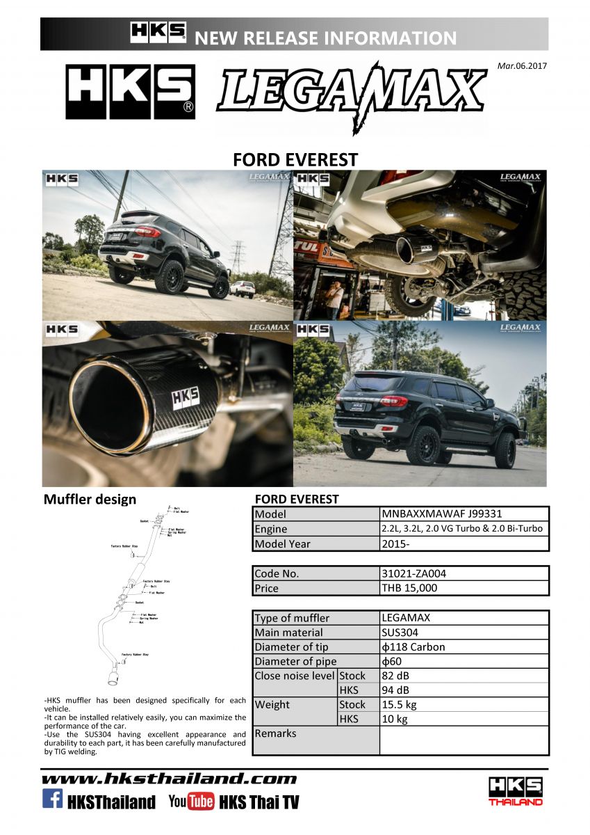 ท่อHKS LEGAMAX FORD EVEREST Carbon Tail