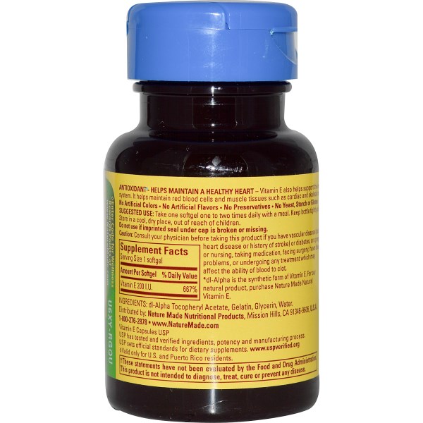 Nature Made, Vitamin E, 200 IU, 100 Liquid Softgels