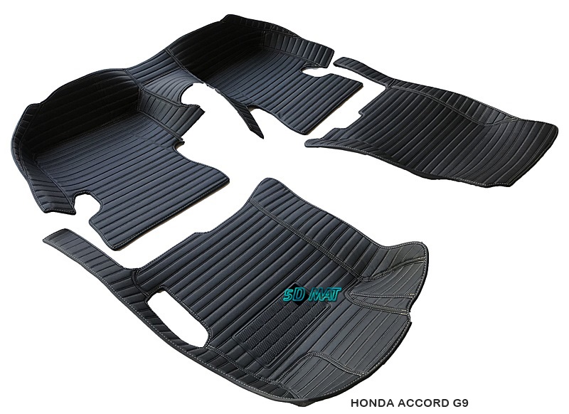พรมปูพื้นรถยนต์5D HONDA ACCORD G9 2013-18 พรมหนังลายตรง เต็มคัน 3ชิ้น(เเจ้งสีในเเชทได้นะคะ)