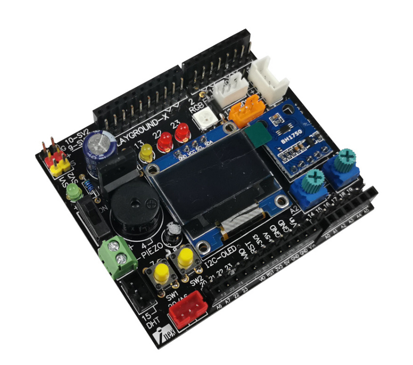 Playground-X บอร์ดอินพุตเอาต์พุตอเนกประสงค์สำหรับ i-Duino R3B เพื่อเรียนรู้การเชื่อมต่ออุปกรณ์ภายนอก