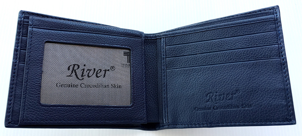 กระเป๋าสตางค์หนังจระเข้แท้ ส่วนหาง สีกรมท่า