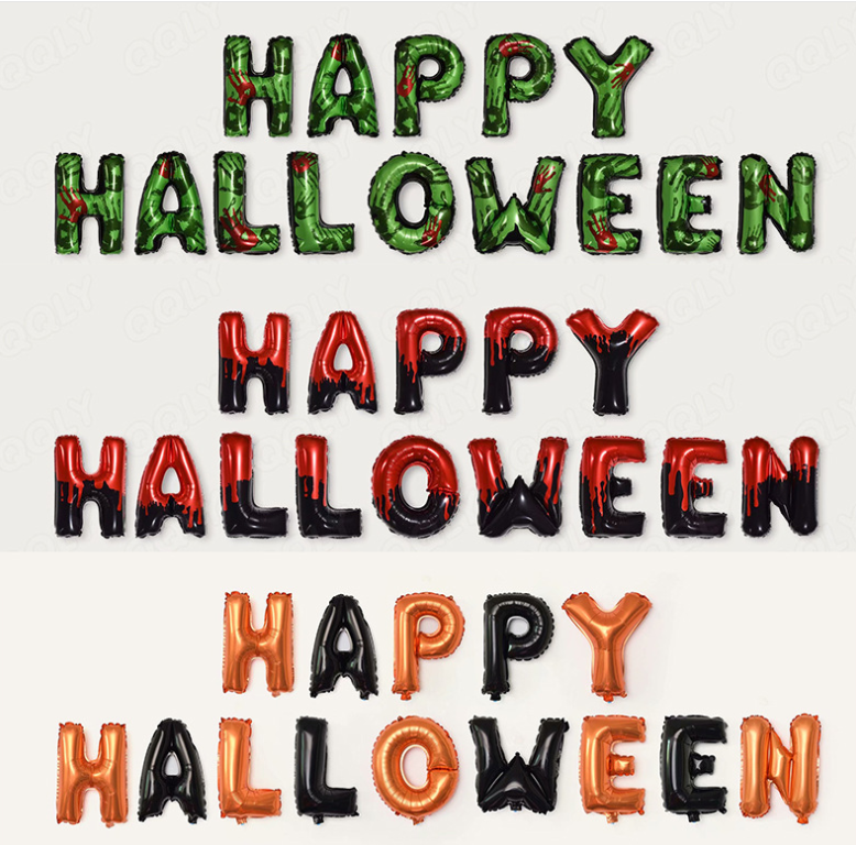 HAPPY HALLOWEEN 14'' ฟอยอักษรฮาโลวีน โทนสีแดง-ดำ