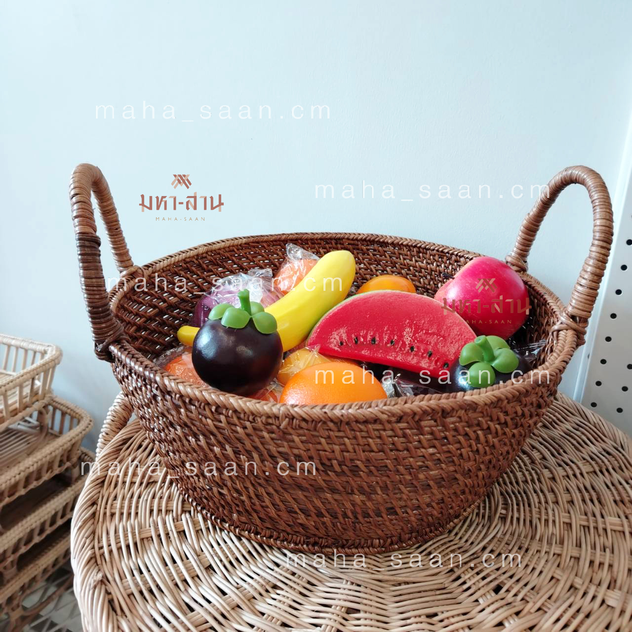 ตะกร้าเถาวัลย์ สานมือ หูหิ้ว สําหรับจัดเก็บผลไม้ ของใช้จิปาถะ 🍃