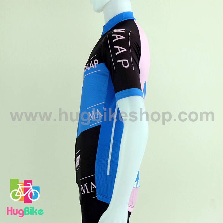 เสื้อจักรยานแขนสั้นทีม MAAP 16 (11) สีดำน้ำเงินหลังชมพูน้ำเงิน