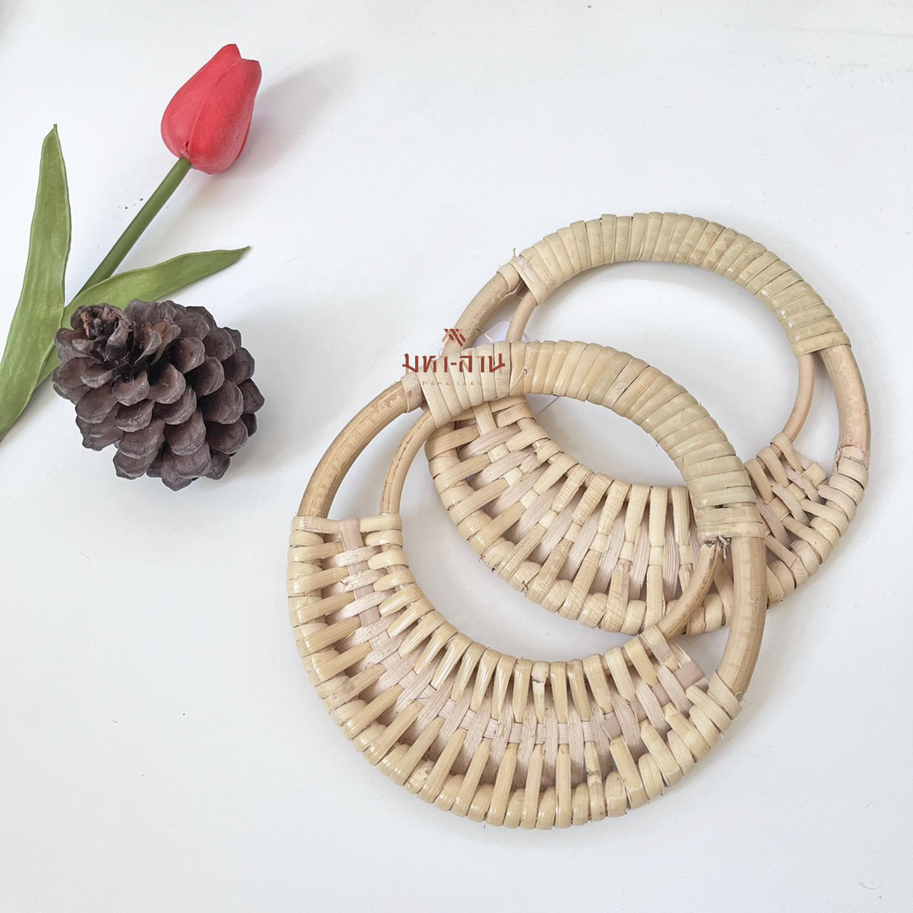 หูกระเป๋า หูกระเป๋าหวาย สีธรรมชาติ