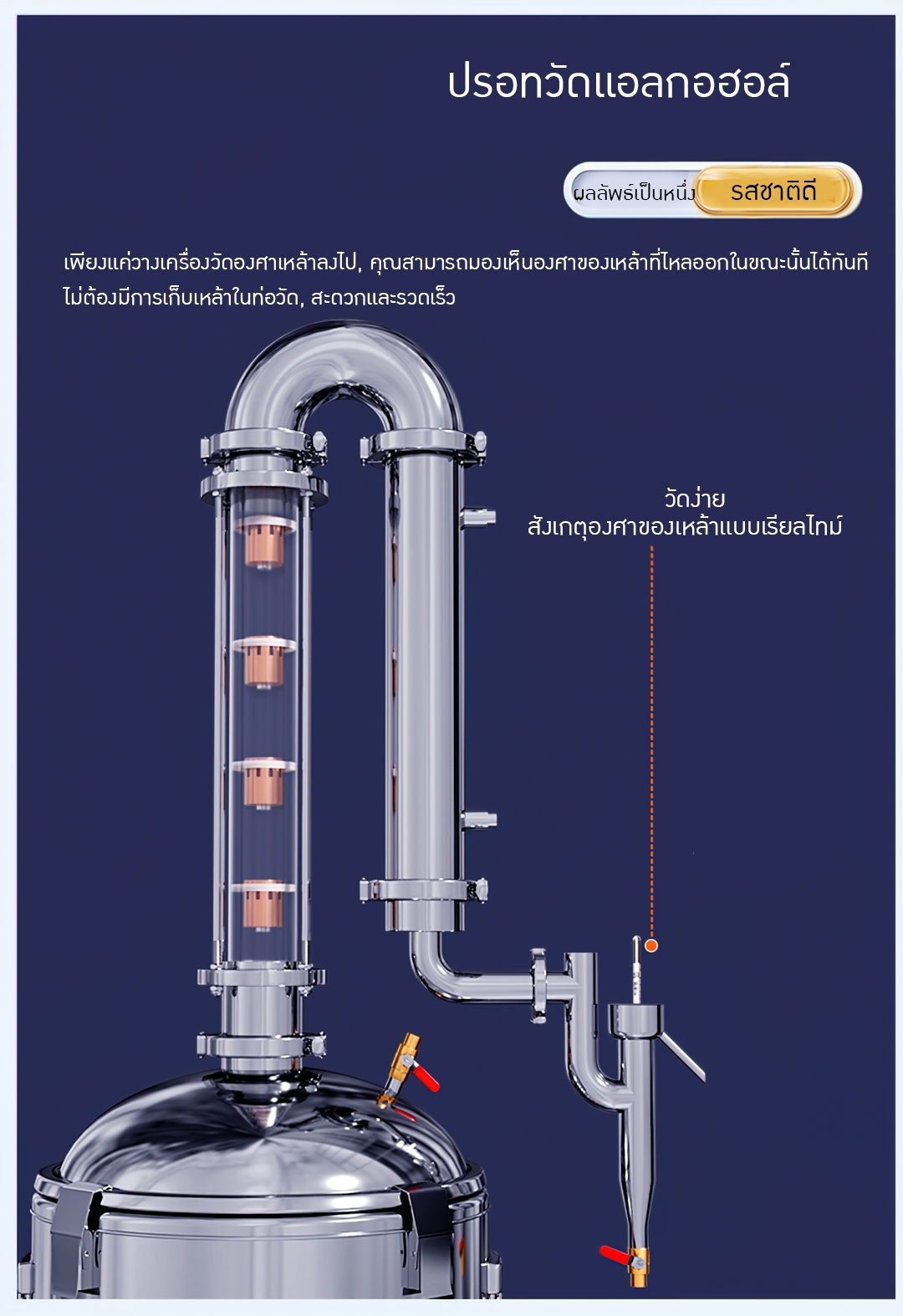 Yantai-09 เครื่องกลั่นน้ำมันหอมระเหย กลั่นสุรา กลั่นแอลกอฮอล์