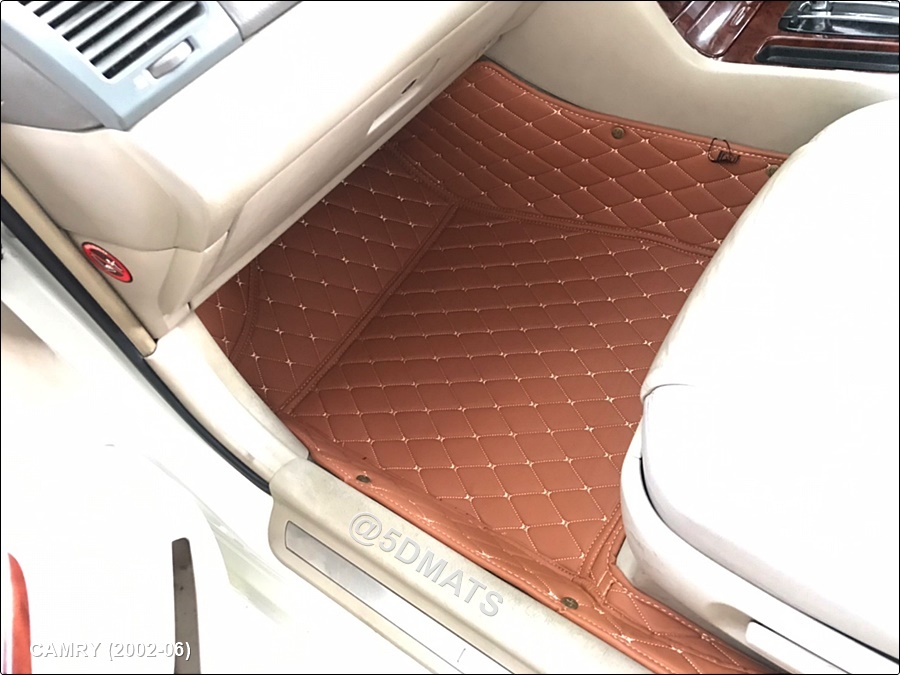พรมปูพื้นรถยนต์ 6D TOYOTA CAMRY (ปี2002-06) พรม6D QJ VIP หนาพิเศษ สีน้ำตาล เต็มคัน 3ชิ้น