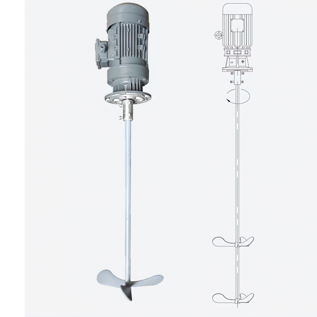 มอเตอร์พร้อมหัวปั่น หัวปั่นสแตนเลส 304 316L หัวพลาสติก รุ่น BLD09 chemical mixer motor