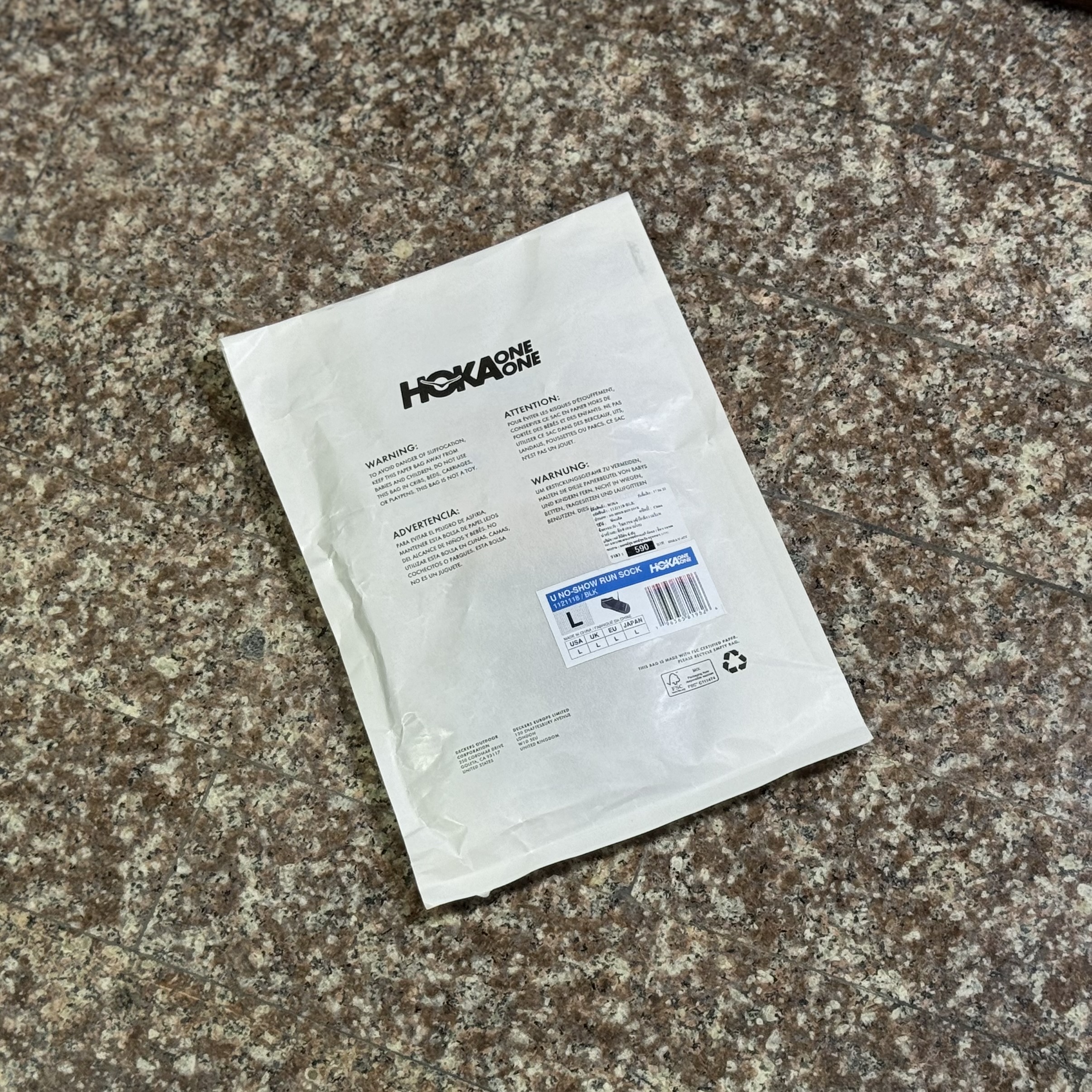 ถุงเท้าวิ่ง HOKA No-Show Running Socks ‘BLACK’ #แพค1คู่ (L)