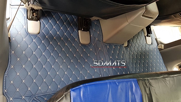 พรมปูพื้นรถยนต์ 6D หนาพิเศษ D-MAX 4D 2005-2011 หนังสีฟ้าเทาพาสเทล 3ชิ้น เต็มคัน