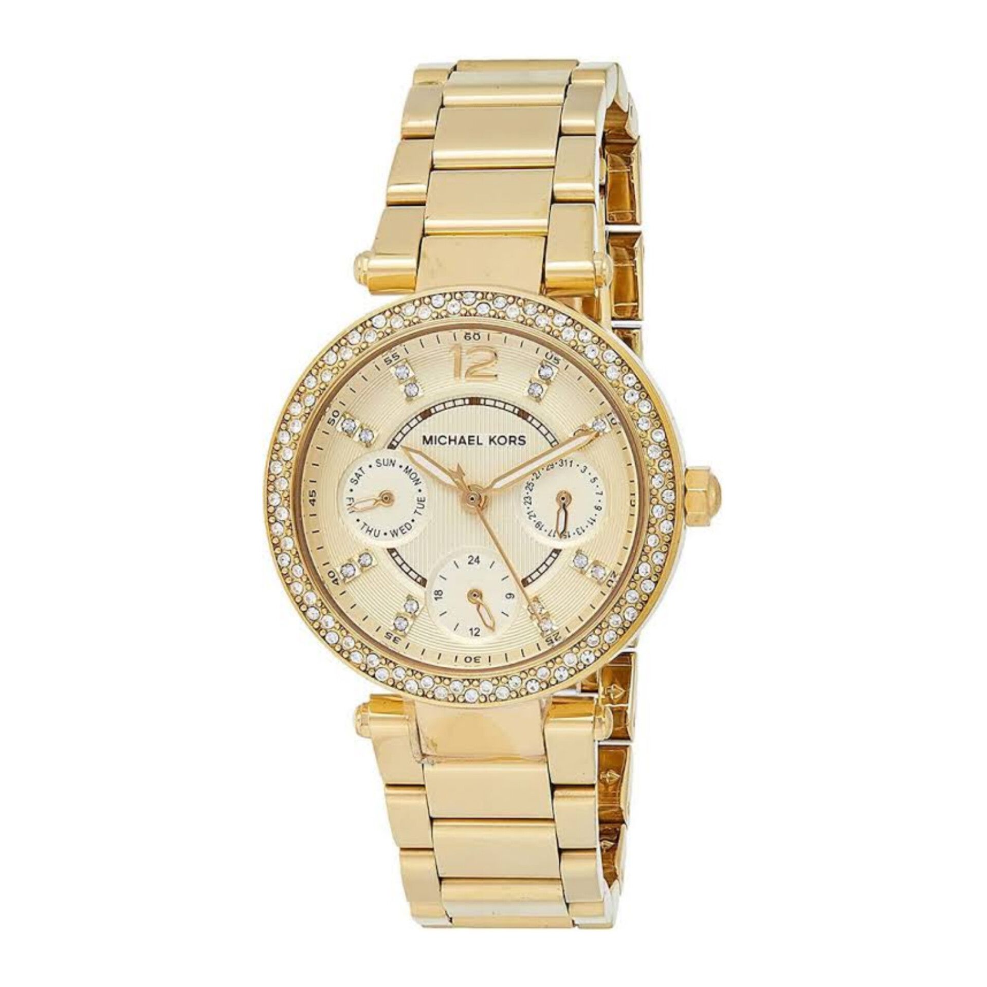 นาฬิกา Michael Kors Mini Parker Champagne Glitz Dial Steel Ladies Watch MK6056 Size 33 mm
