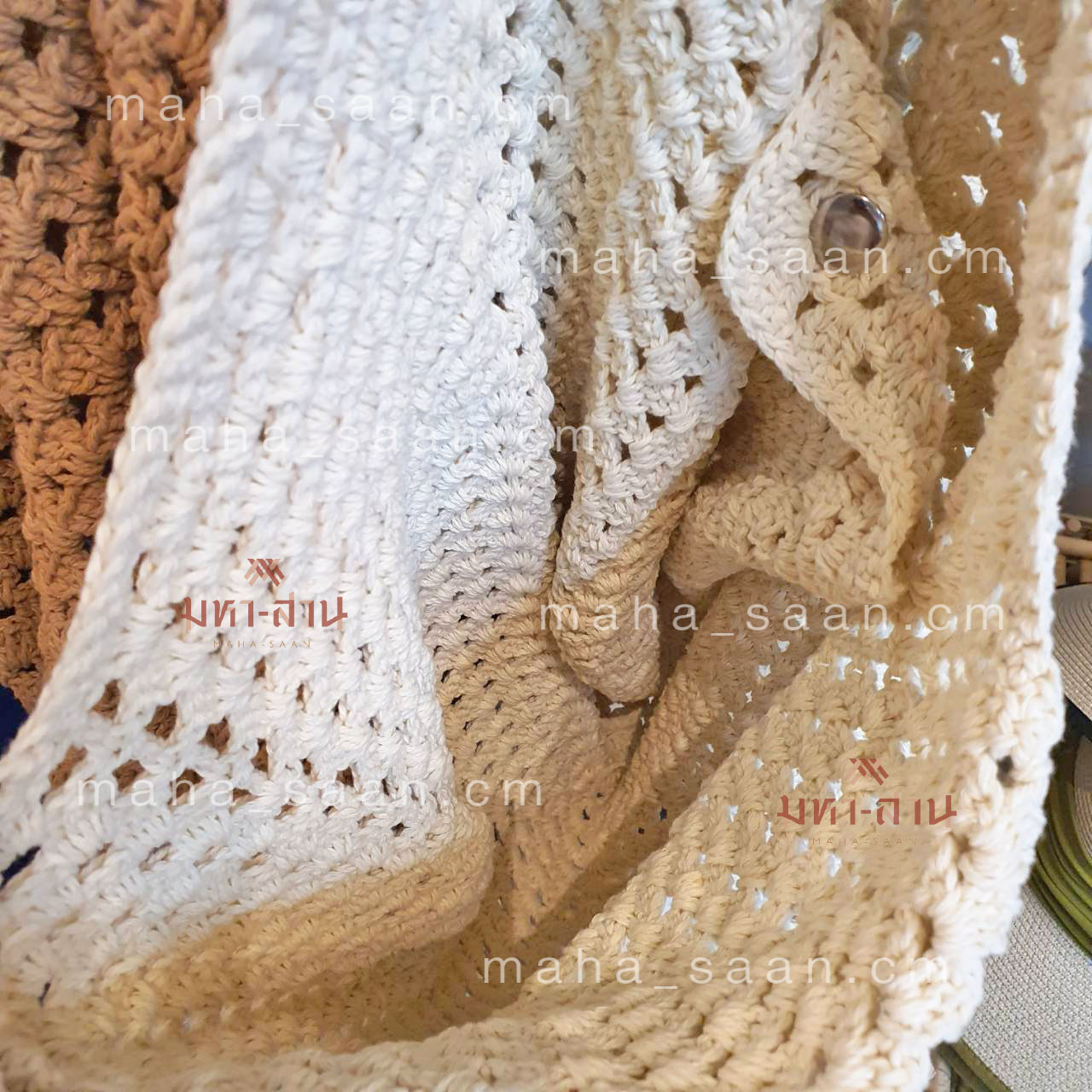 กระเป๋าถักโครเชต์ สะพายข้างผู้หญิง จุของได้เยอะ แฟชั่นมินิมอล ไปทะเล 🎀