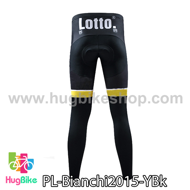 กางเกงจักรยานขายาวทีม Bianchi 15 สีเหลืองขาวดำ
