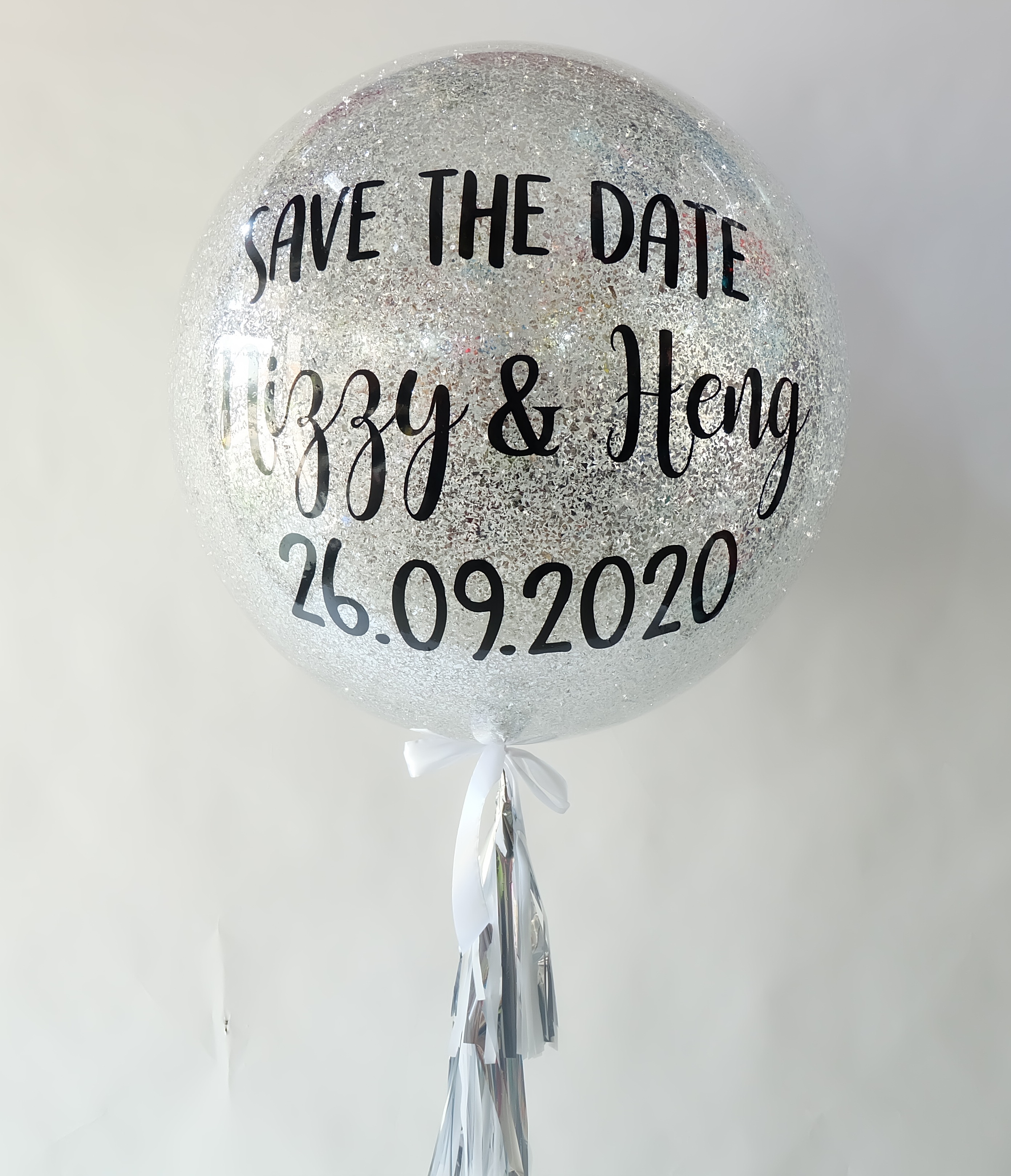 ลูกโป่งถ่าย Pre-Wedding Glitter Silver Balloon