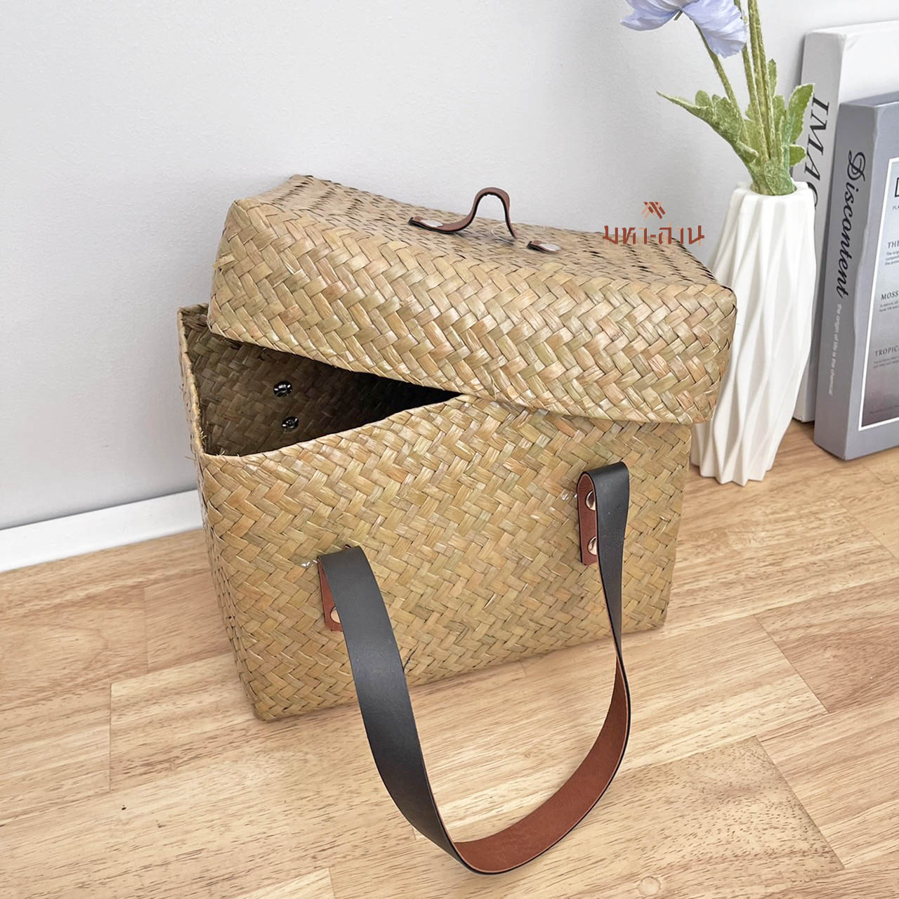 กล่องกระจูด ตะกร้าฝาปิด กล่องเก็บของ ตะกร้ามินิมอล ตะกร้ากระจูด 🧺 สำเนา