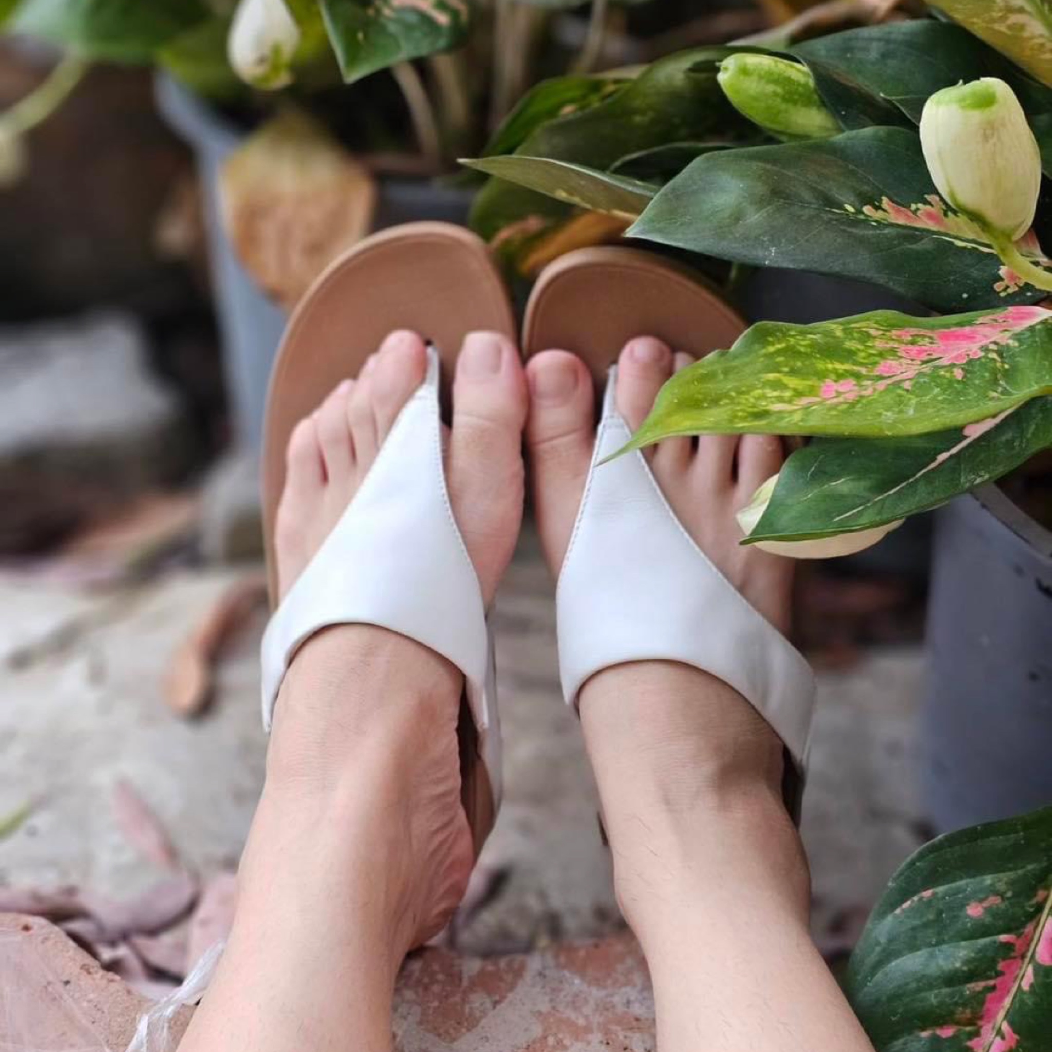 รองเท้า FitFlop Lulu Leather Toe-Post Women Sandals ‘WHITE’ (W7US)