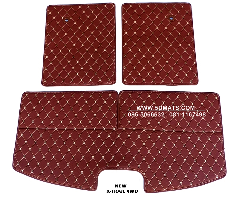 พรมปูพื้นรถยนต์ NISSAN X-TRAIL (SUV7) พรม6D สีน้ำตาลเข้ม เต็มคัน