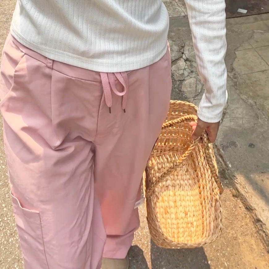 กระเป๋าตะกร้าสาน ผักตบชวา มีหูหิ้ว สะพายได้ basketbag 🍎