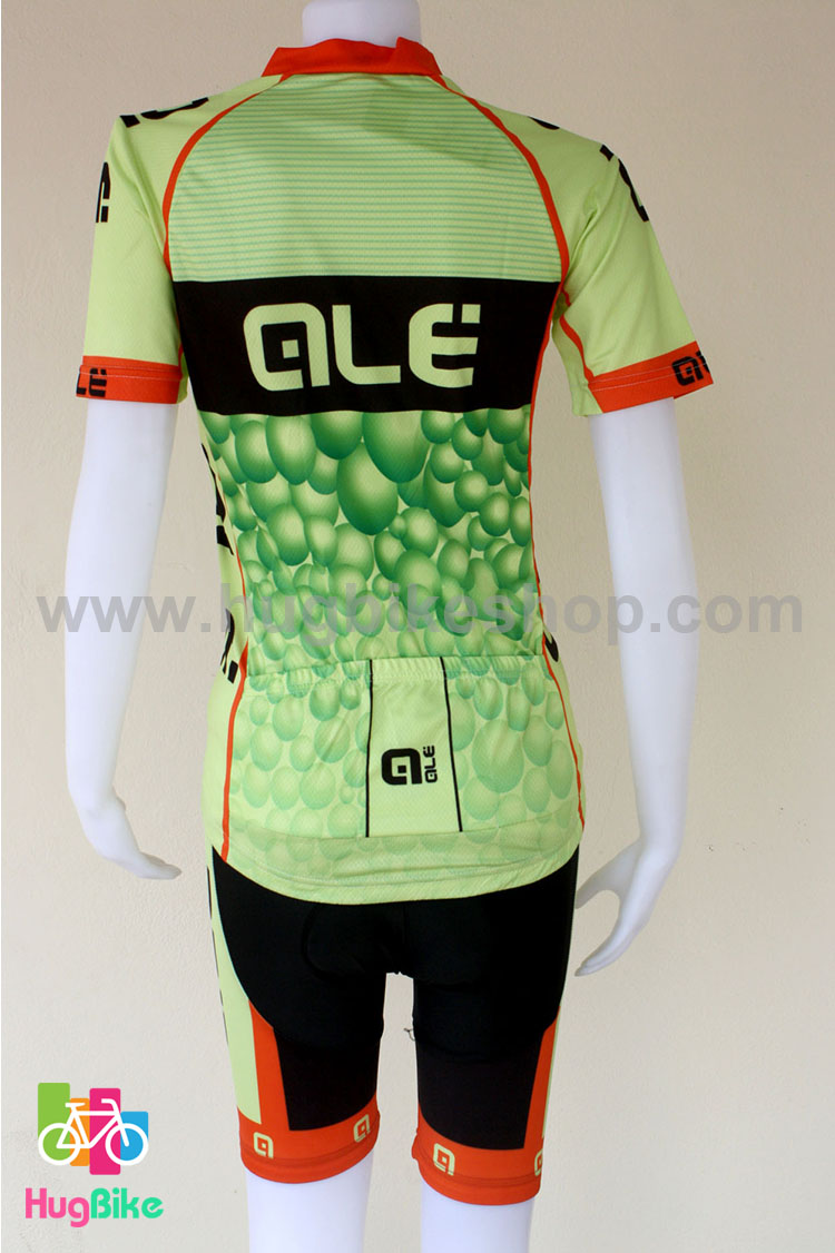 ชุดจักรยานผู้หญิงแขนสั้นขาสั้น ALE 16 (11) สีเขียวดำส้มลายฟองน้ำ