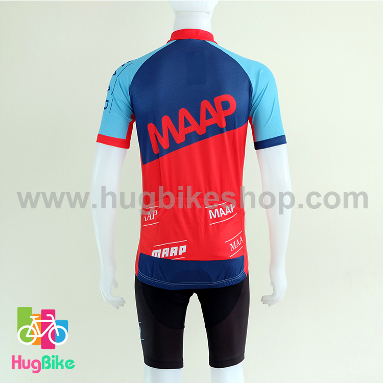ชุดจักรยานแขนสั้นทีม MAAP 16 (12) สีฟ้าแดงหลังน้ำเงินแดง
