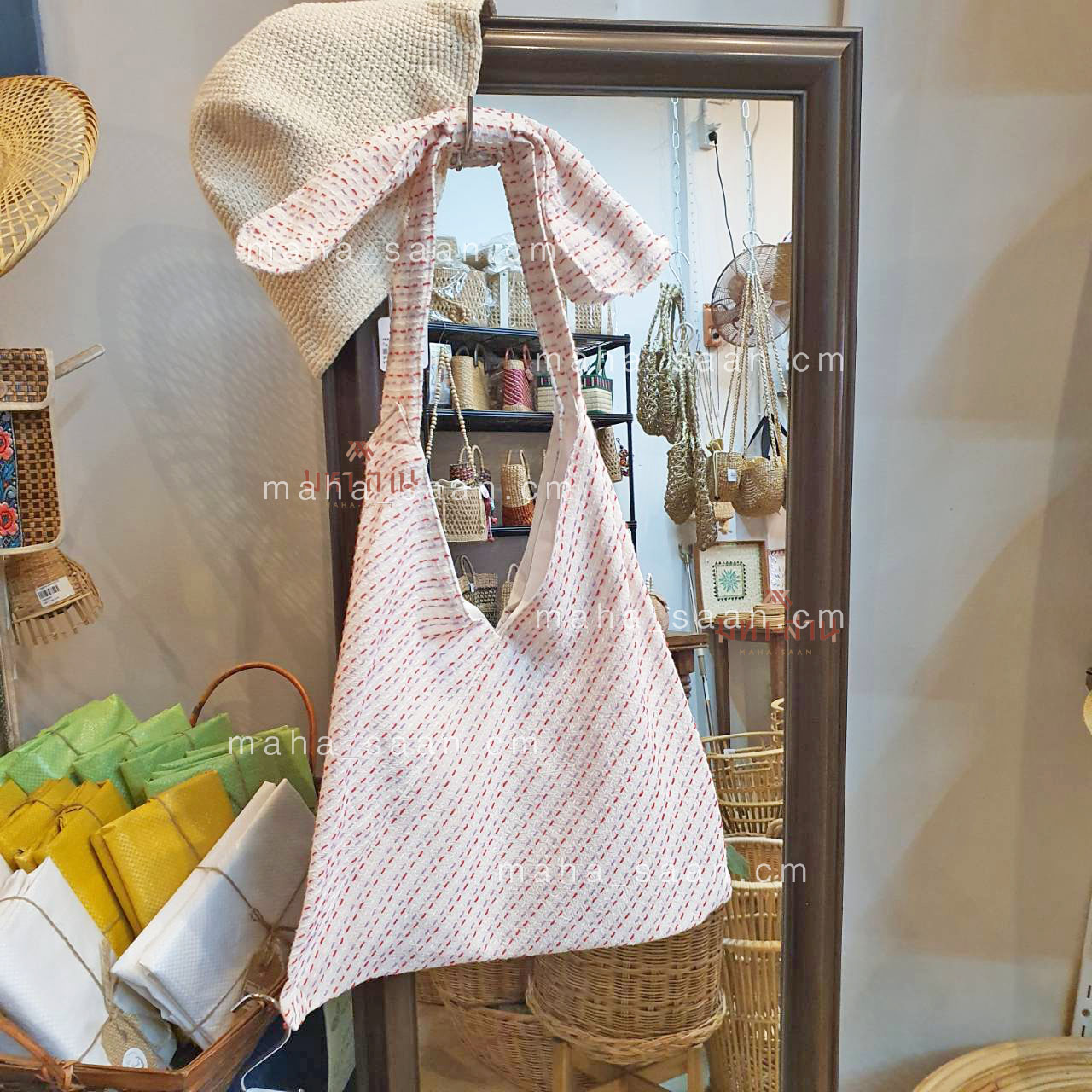 กระเป๋าผ้า สะพายไหล่ น่ารัก หูผูกโบว์🌷