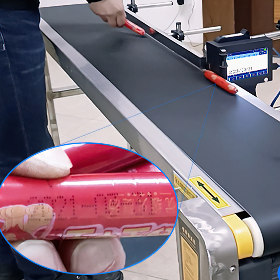 🌈เครื่องพิมพ์วันที่ผลิต วันหมดอายุ พิมพ์โลโก้ พร้อมโต๊ะสายพาน Intelligent hand-held inkjet print ⭐ชุดนี้รวม ขาตั้ง สายพาน พร้อมเซ็นเซอร์ ⭐