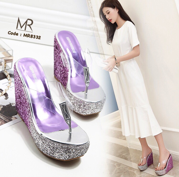 รองเท้าส้นเตารีด มีกลิตเตอร์วิบวับ