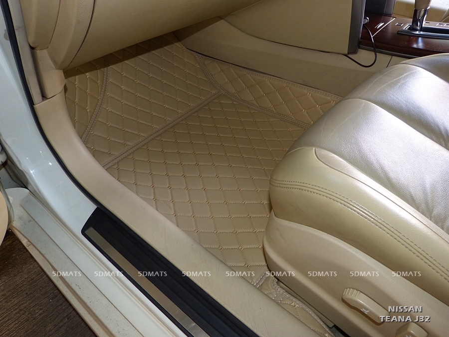 พรมปูพื้นรถยนต์6D NISSAN TEANA J32 (ปี2009-13) พรม6D สีครีม เต็มคัน 3ชิ้น