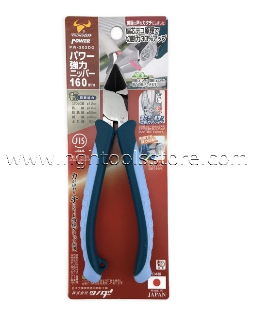 คีมปากเฉียง เพาเวอร์ ขนาด 6-1/2" ยี่ห้อ TSUNODA ญี่ปุ่น