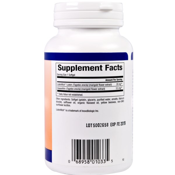 Natural Factors, Lutein, 20 mg, 120 Softgels