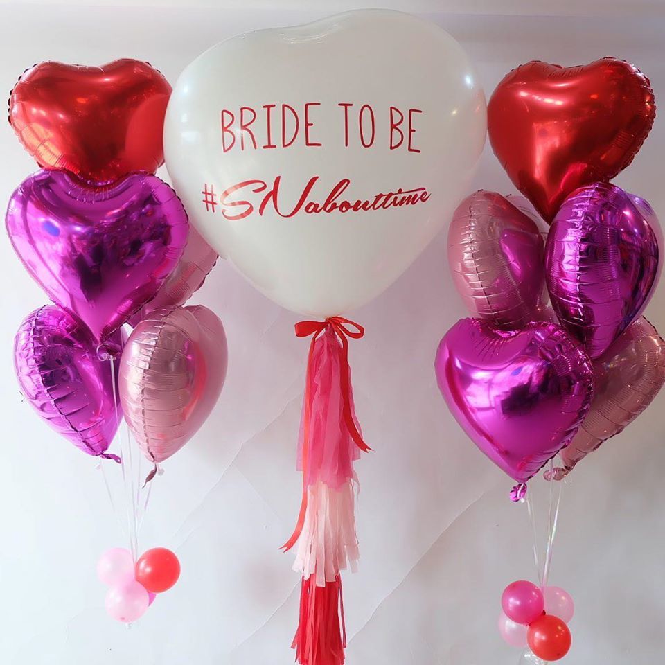 Set Bride To Be 24"+ ช่อลูกโป่งฟอยล์หัวใจ5ใบ 2ช่อ
