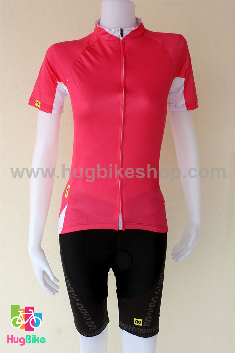 ชุดจักรยานผู้หญิงแขนสั้นขาสั้น Mavic 16 (02) สีชมพูบานเย็น