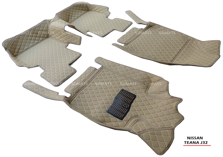 พรมปูพื้นรถยนต์6D NISSAN TEANA J32 (ปี2009-13) พรม6D สีครีม เต็มคัน 3ชิ้น